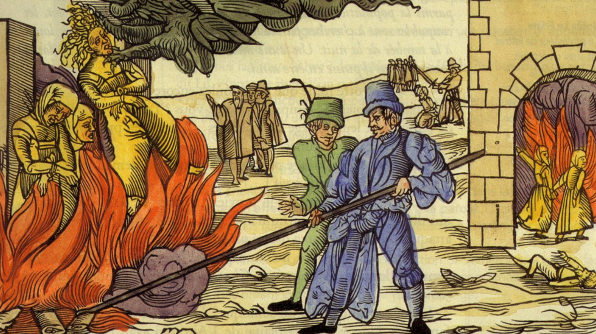 Сжигание ведьм в Гарце. Рисунок 1555 года.