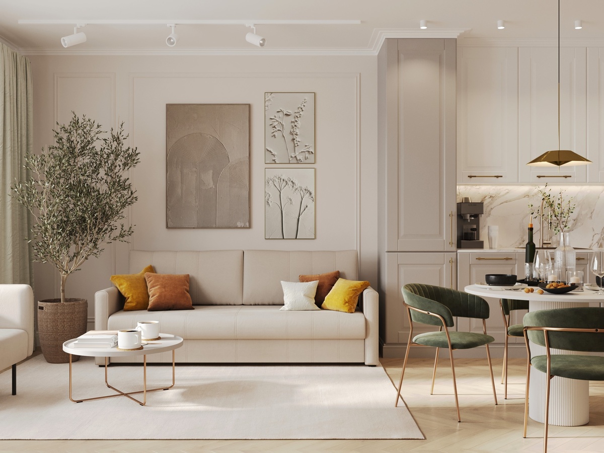 Спокойный интерьер с акцентами