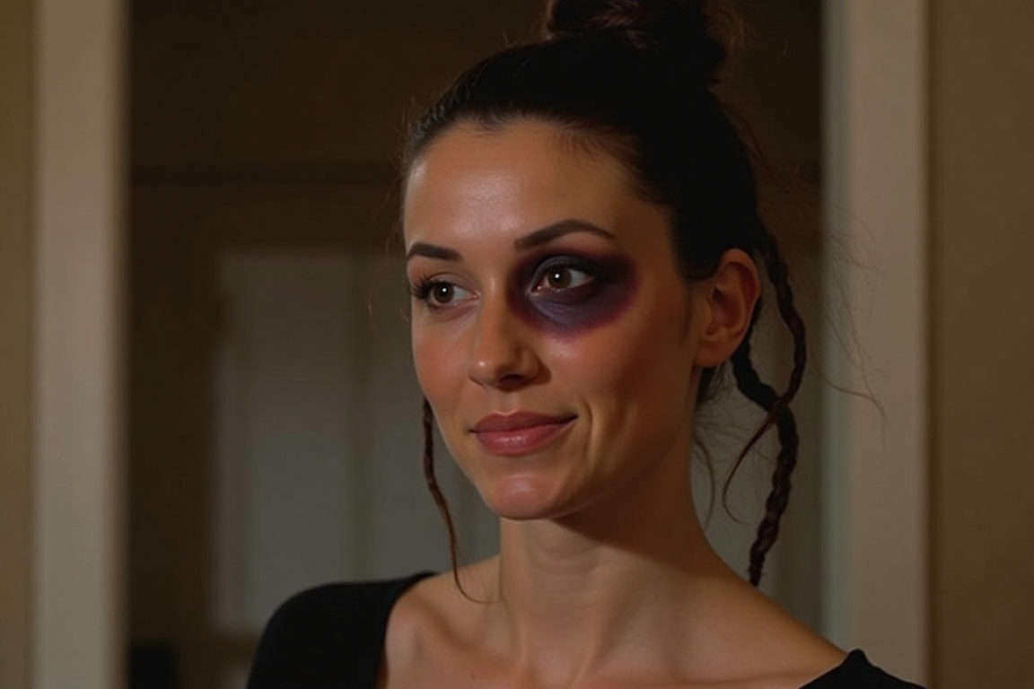 Это не я, конечно. Тогда у нас не было телефонов, чтобы сфотографировать. Но фингал у меня был именно такой))