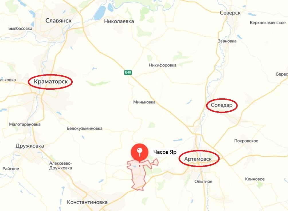   Расположение города Часов Яр.