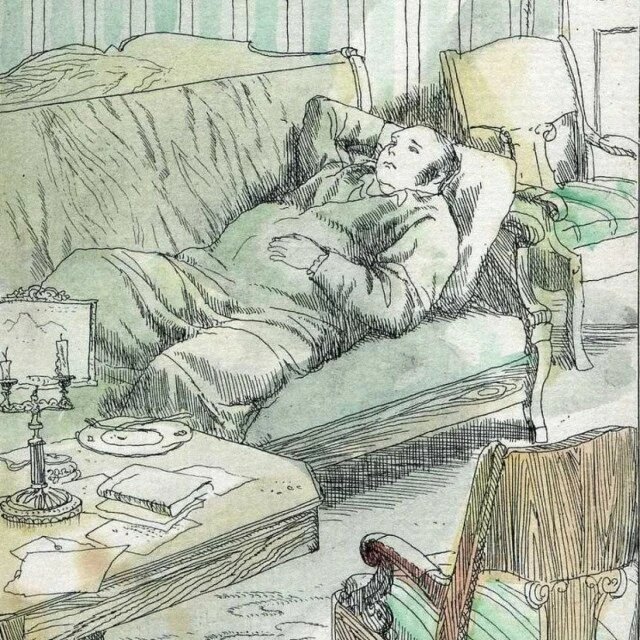 Илья Ильич Обломов, герой романа Ивана Гончарова "Обломов". Изображение из открытых источников.