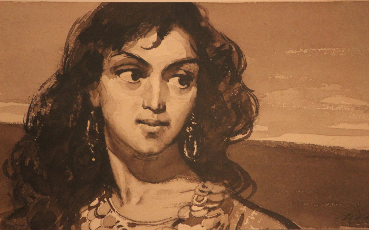 Иллюстрация к поэме Пушкина "Цыганы". Земфира