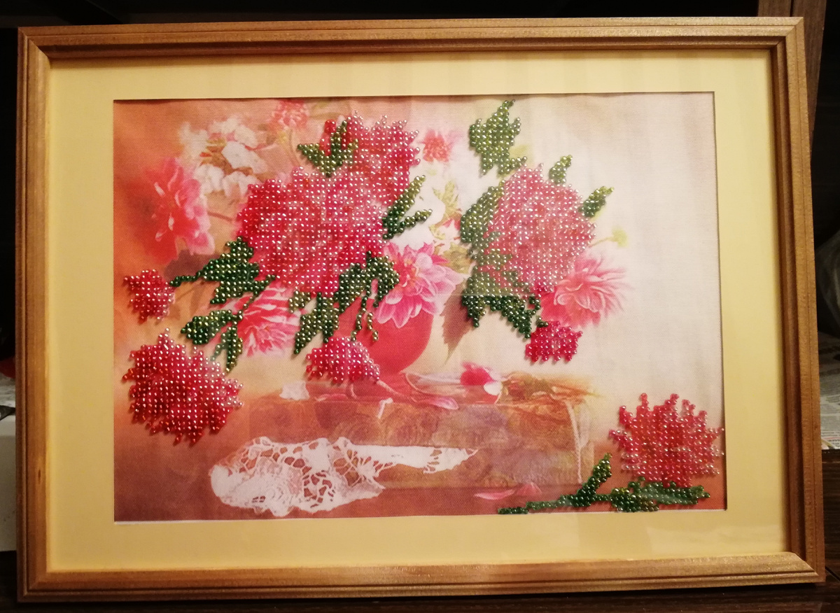 Картина из фикс прайс, частичная вышивка бисером 