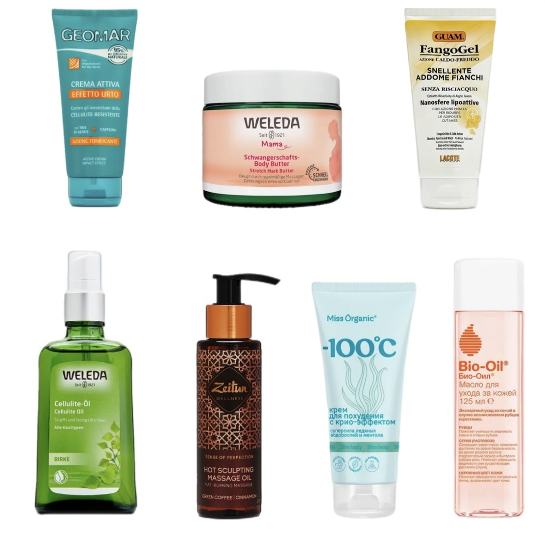 подборка антицеллюлитных и подтягивающих средств для тела