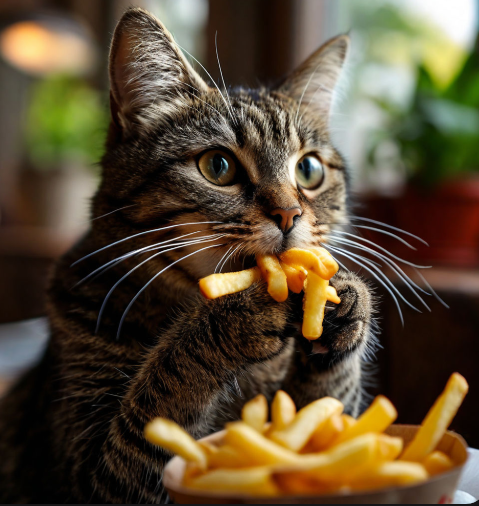 Кот ест фри под сериал 