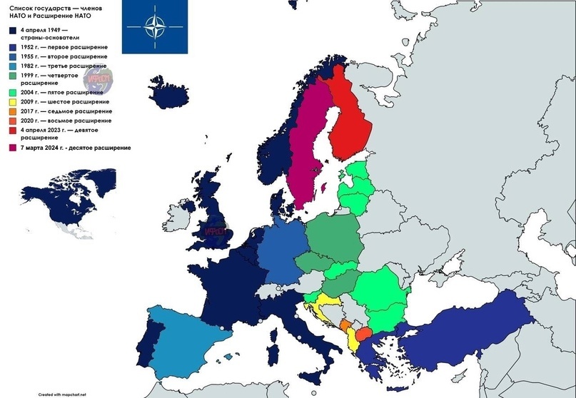 Страны НАТО в 2024.