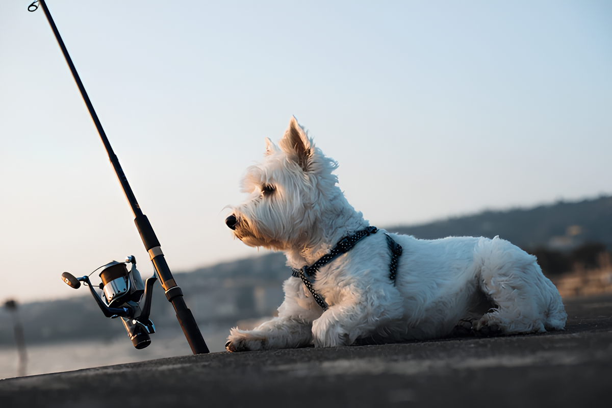 СПИННИНГ И СОБАКА НА ПОВОДКЕ
