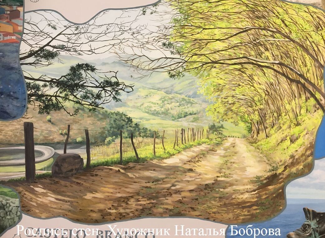 Роспись стен Бильярдная. Фрагмент с пейзажем.