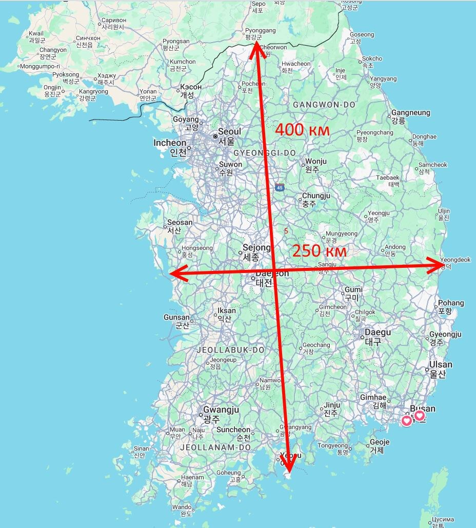 Корея на карте