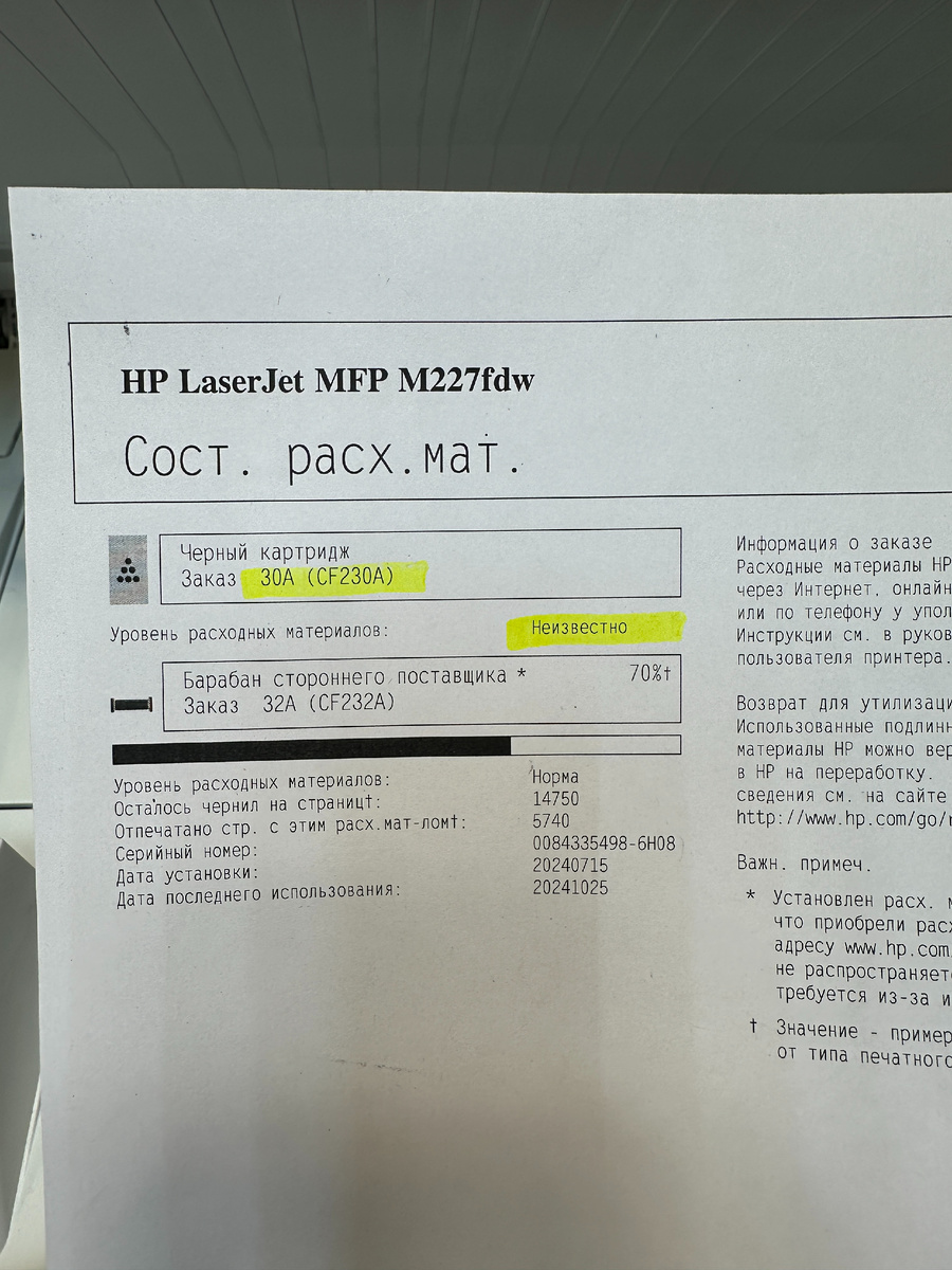 Состояние расхорных материалов