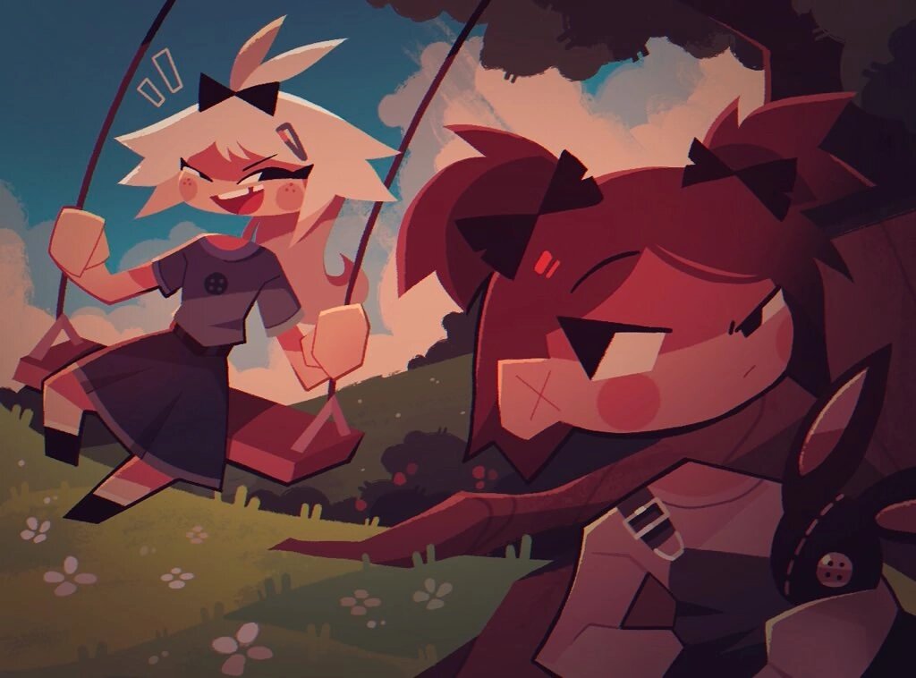 Кети на качелях сидит если что