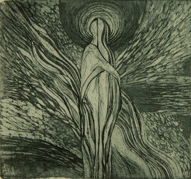 Из собрания Республиканского музея изобразительных искусств: Веденькина Любовь Александровна. Слияние. 1994 Бумага, офорт, акватинта.