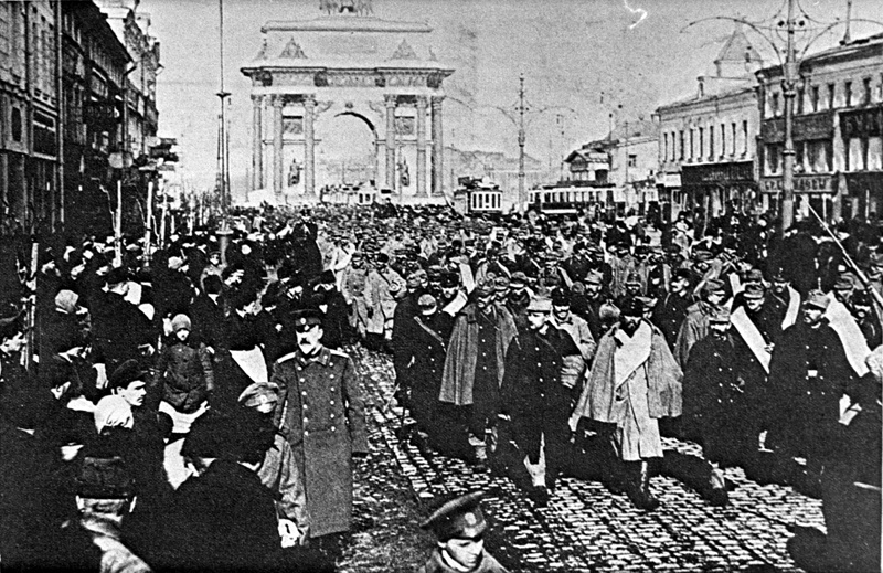 Пленные австро-венгерские военные из Перемышля на Тверской-Ямской улице в Москве, 1915 год