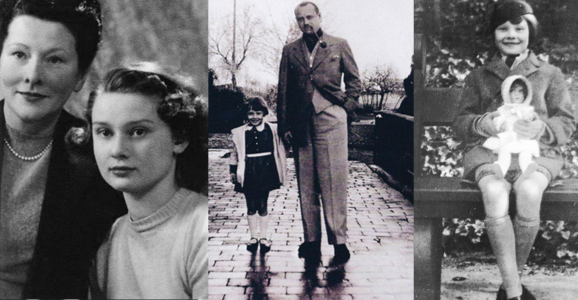 Архивные фото разных лет: Одри с матерью, с отцом, маленькая Одри