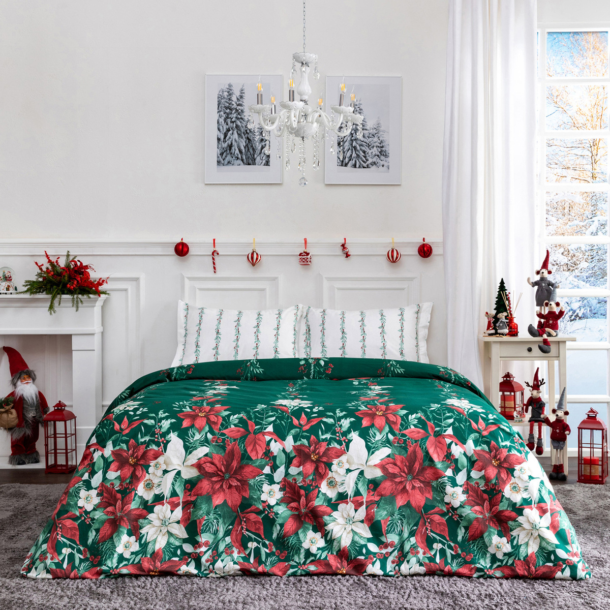 Постельное бельё «Christmas Flower». Цена за евро комплект- 5 499 рублей