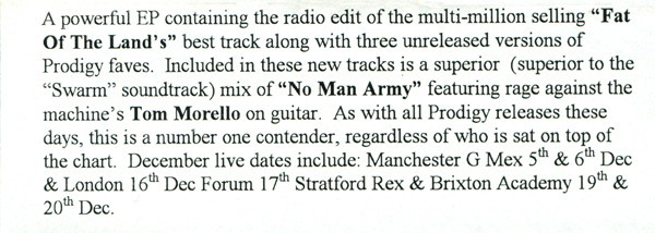 Пресс-релиз трека "No Man Army". Позже трек будет использован в фильме "Спаун" и войдет в сборник треков из фильма. 