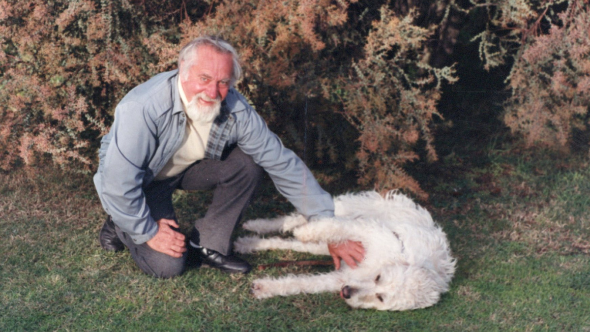 Уолли Конрон с Султаном, одним из первых лабрадудлей. Фото BBC World Service