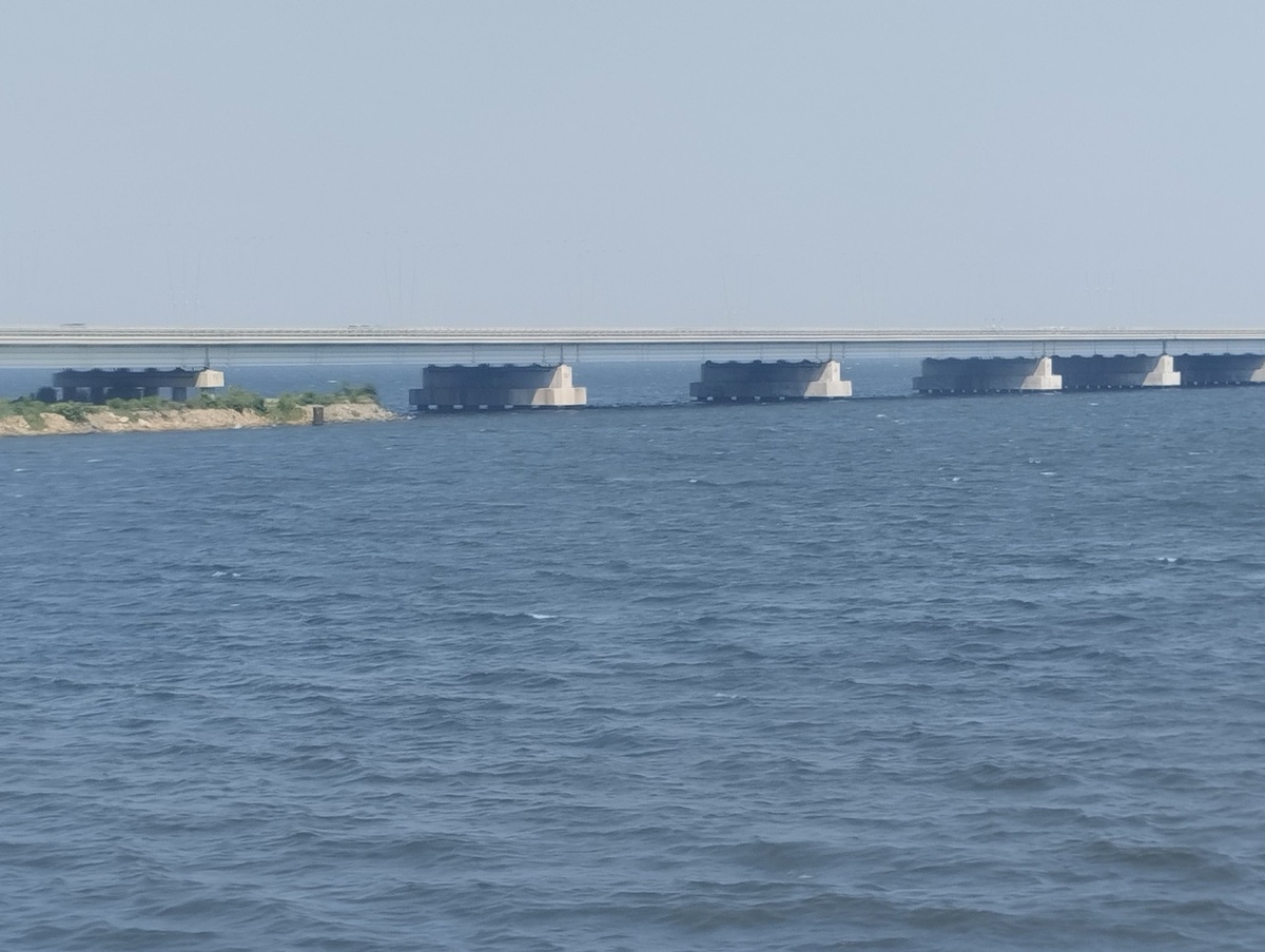 Вид из электрички засветло .