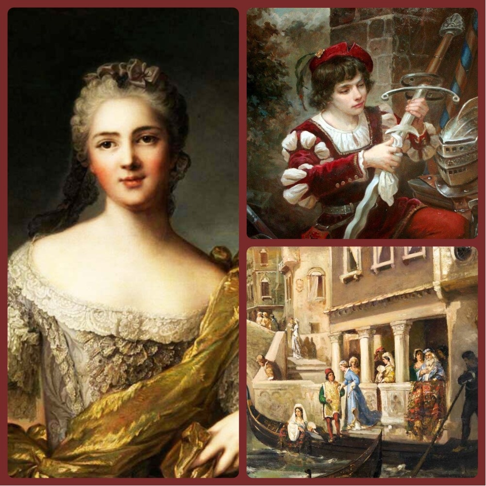 В коллаже использованы картины: Жан Марк Натье "Женский портрет"; Андрей Шишкин "Паж"; Вильгельм Котарбинский "Посадка в гондолу". Коллаж автора 