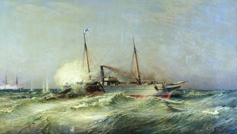 А. Боголюбов. Бой "Весты" с турецким броненосцем.