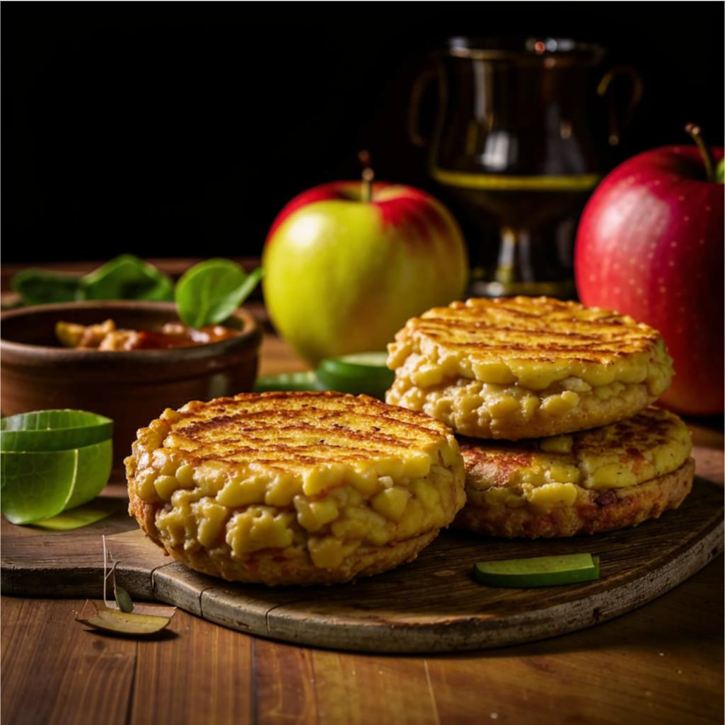 На фото в предыдущей части были арбузные котлеты, теперь - яблочные котлеты!