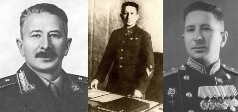 Николай Александрович Сбытов (1905-1997 гг.) в разные периоды своей жизни. В центре - командующий ВВС МВО Н.А. Сбытов в рабочем кабинете