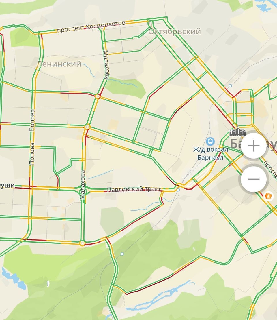    Пробки в Барнауле. Источник: "2Гис"