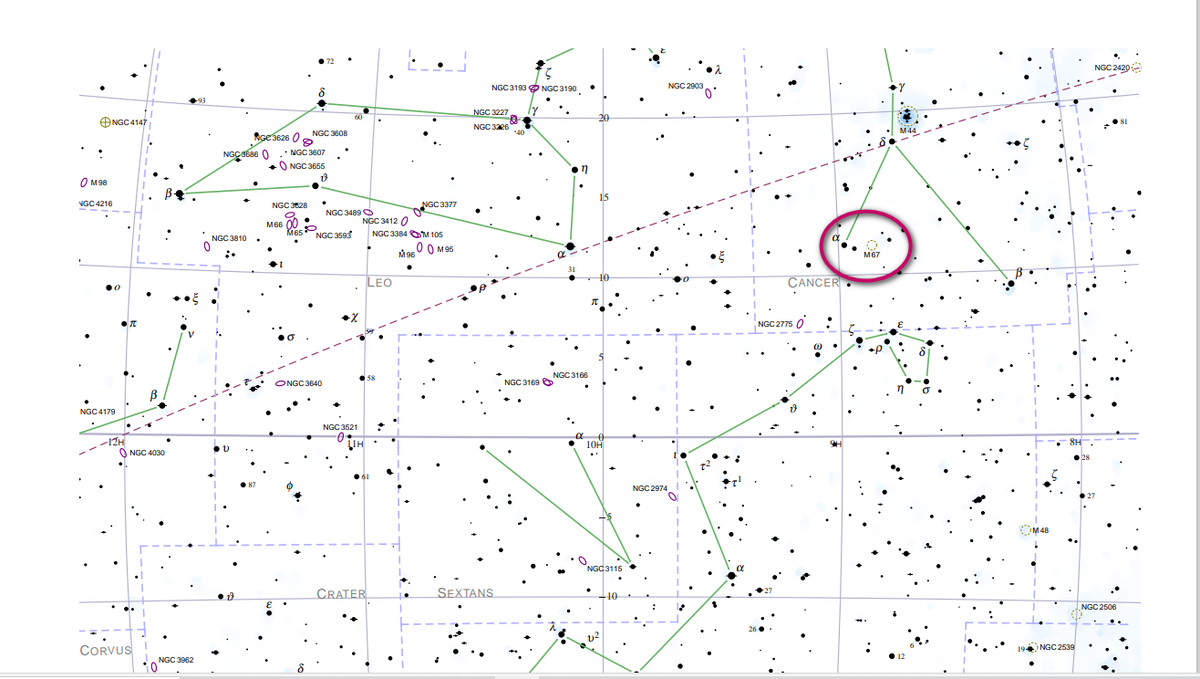 Месторасположение скопления на звёздной карте .