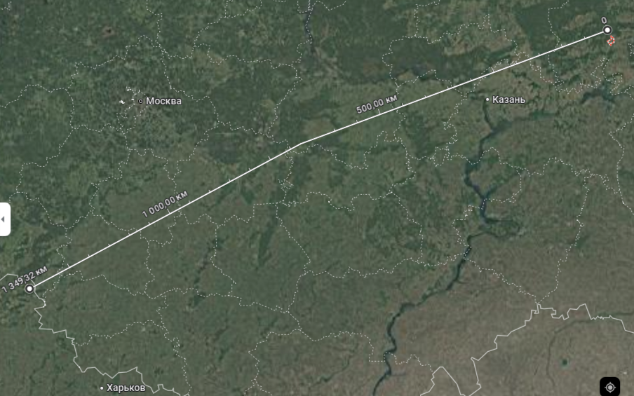 Расстояние по карте от ближайшей точки контроля территории бывших братьев.