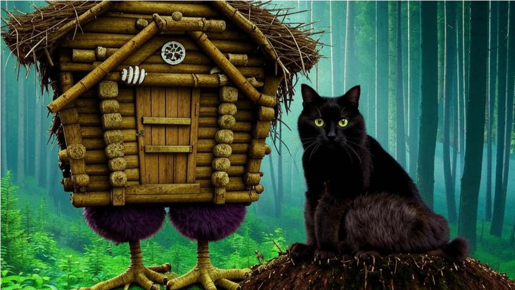 Избушка на курьих ножках и черный кот - неизменные спутники Бабы Яги.