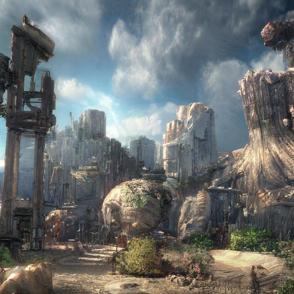 Апокалиптический пейзаж. Иллюстрация сгенерирована нейросетью