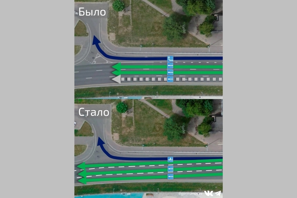    Ночью новая разметка появилась после перекрестка Архангельской с улицей Командарма Белова на въезде у моста. Об этом сообщил мэр Вадим Германов