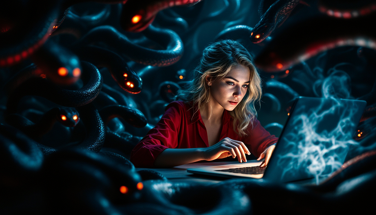 Авторское изображение @vedmasoul. Cгенерировано ИИ. Порча, крадник на работе