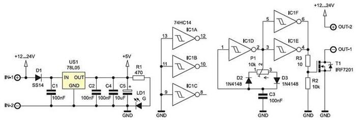 
Рис. 1. Принципиальная схема светодиодного диммера