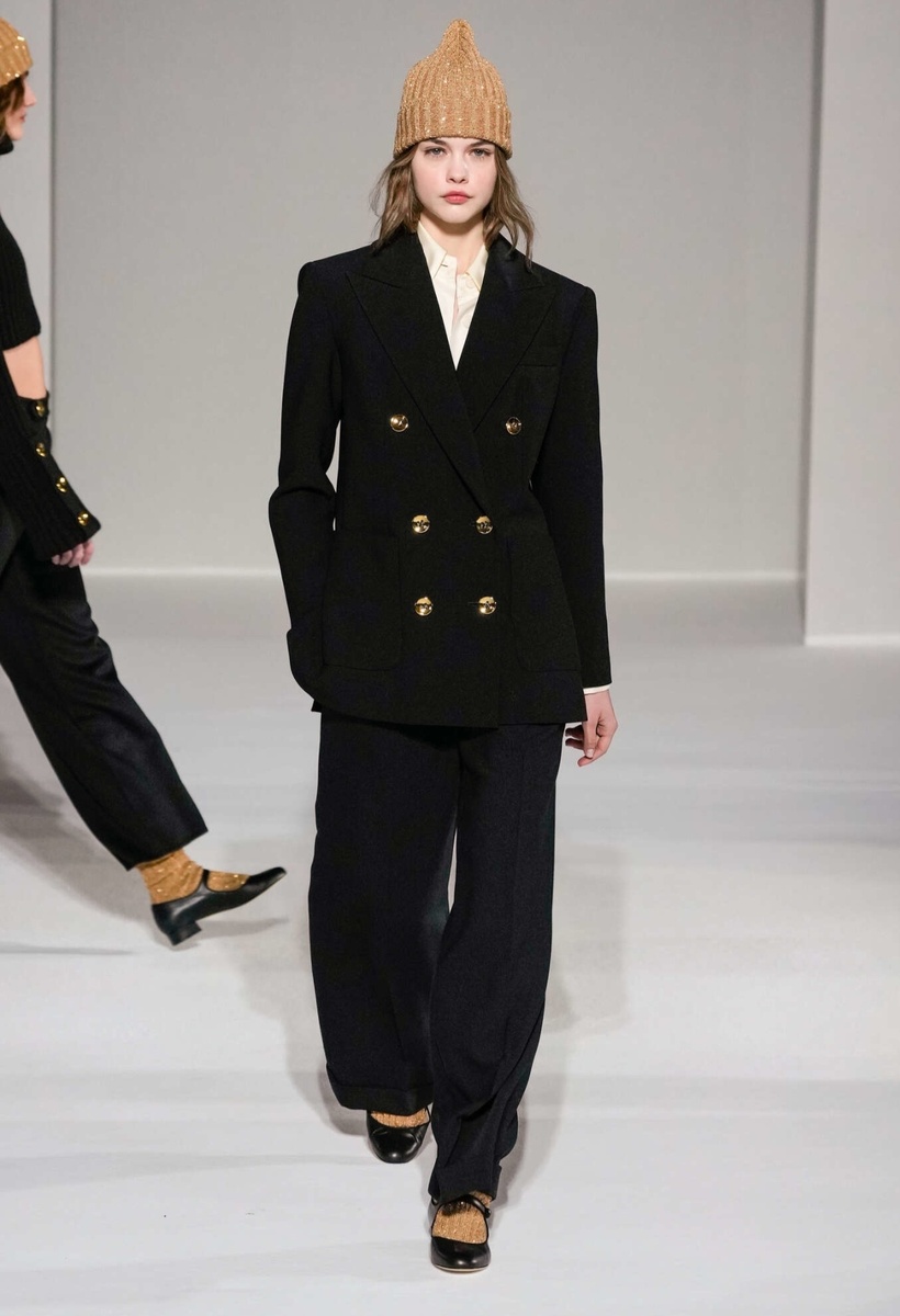 И даже брючный костюм не помеха тренду.