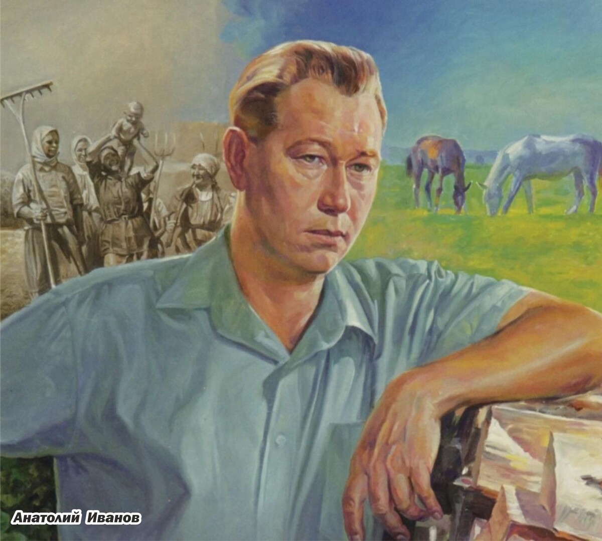 На илл.: Художник Омбыш-Кузнецов. Портрет писателя Анатолия Иванова. 2006. Новосибирский государственный краеведческий музей // Анатолий Степанович Иванов (1928—1999) — прозаик и сценарист. Один из крупнейших писателей-«почвенников». Герой Социалистического Труда (1984). Лауреат Государственной премии СССР (1979).