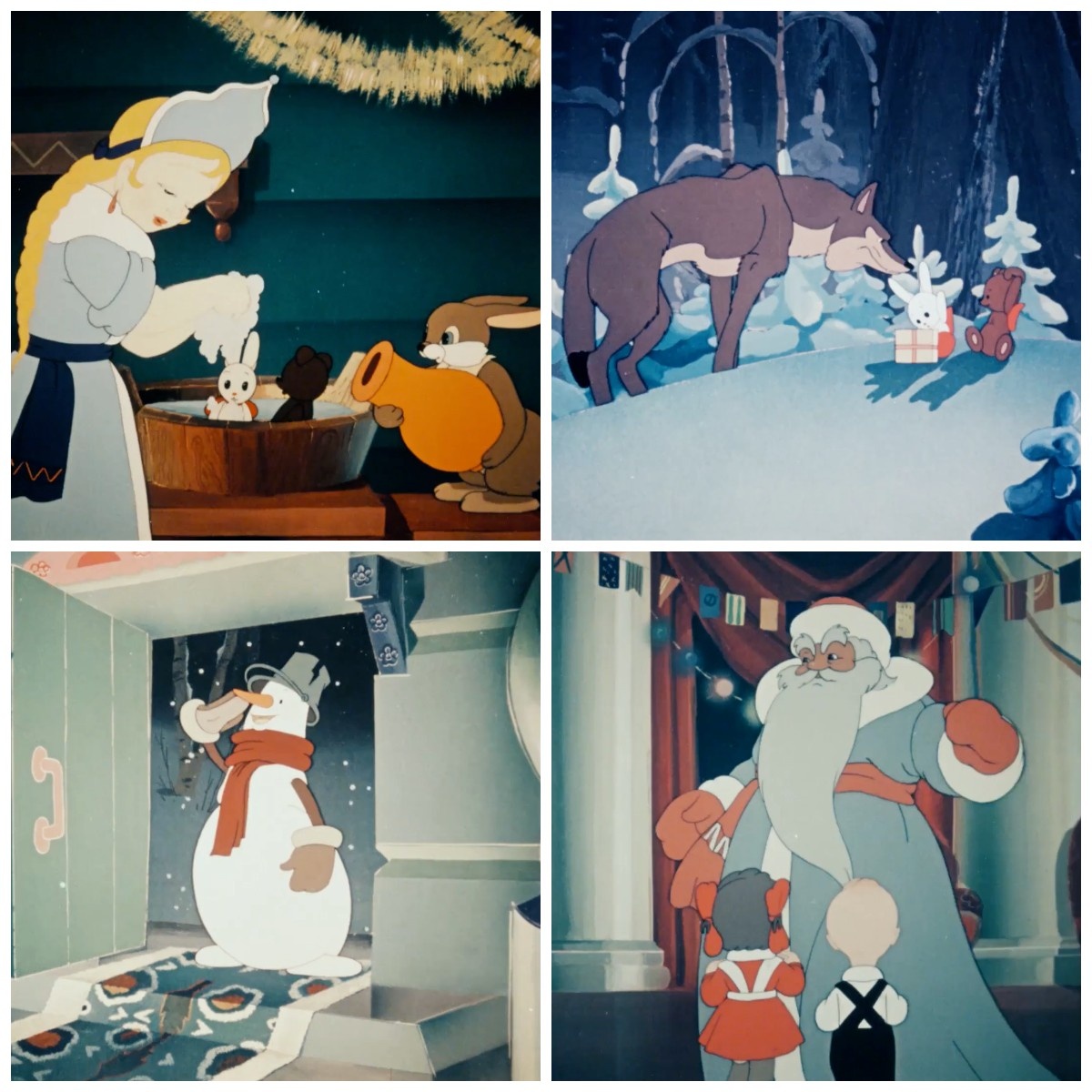 Кадры из мультфильма «Когда зажигаются ёлки», 1950 год. Фотоколлаж сделан автором  