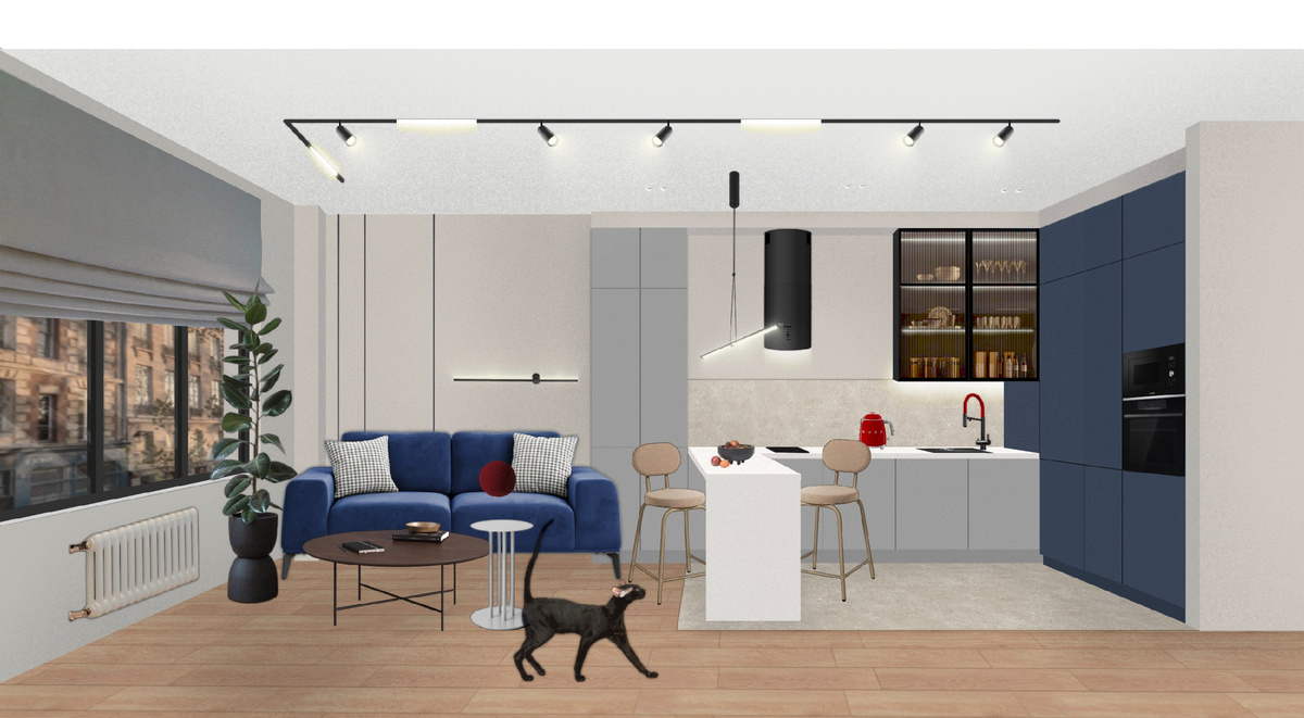 Прихожая кухня гостиная. Концепция в современном стиле. Коллаж и дизайн Харашкевич Юлия