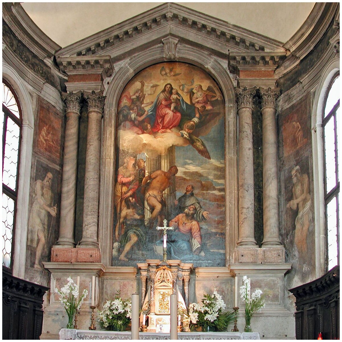 Madonna con bambino e santi. 1565. Altare della Chiesa San-Sebastiano, Veneziapreviousnextstart slideshowclose 
