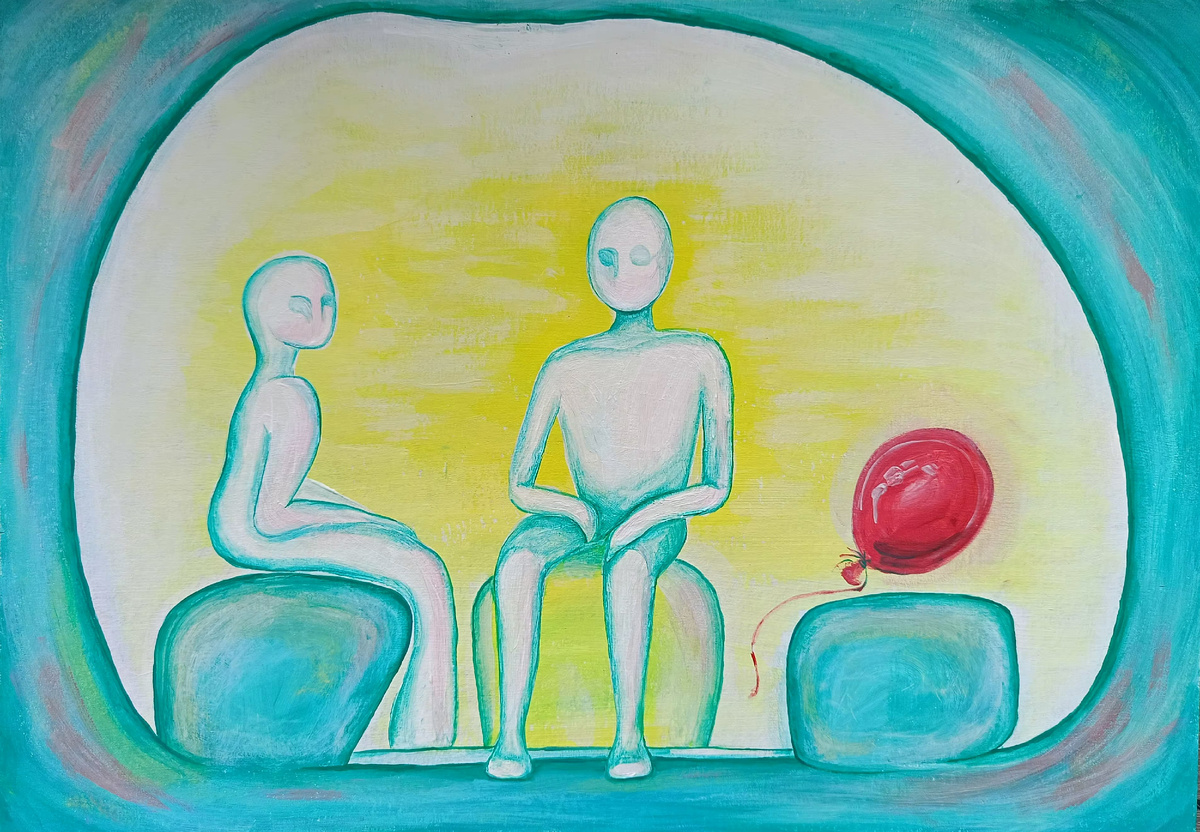 "Возвращение Радости", Екатерина Авербах 2024, 420х297 картон акрил гуашь