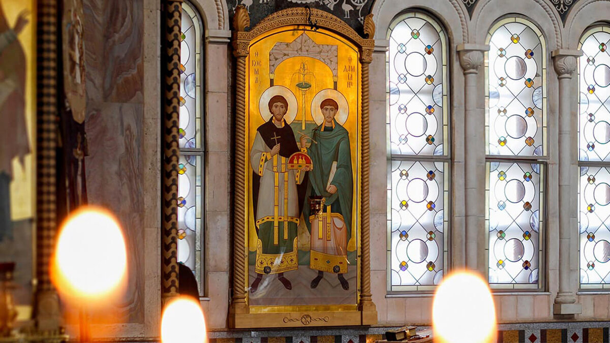 Икона бесср. и чудотв. Космы и Дамиана Асийских. Свято-Елисаветинский монастырь, Минск