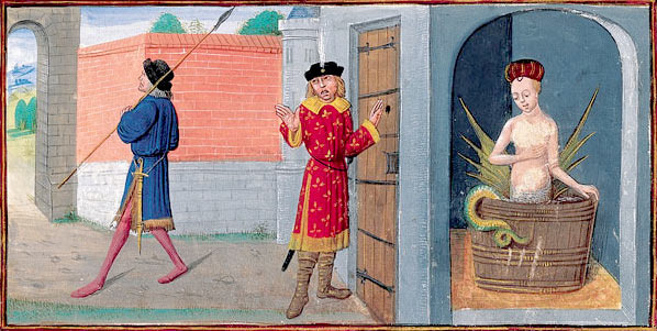 Миниатюра из рукописи "Роман о Мелюзине" Жильбера де Меца, около 1410 г.