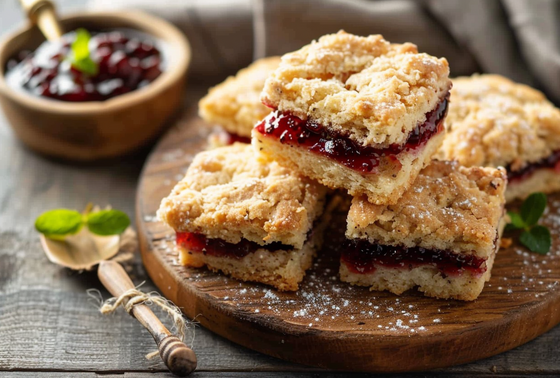    Тертое печенье с вареньем