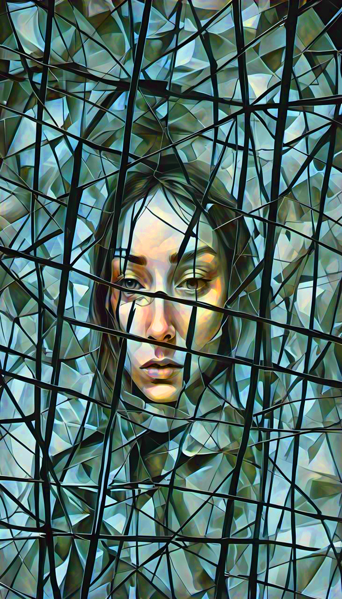 Неясное отражение.  Иллюстрация создана с помощью нейросети Dreamshaper XL Lightning и программы Photoshop.