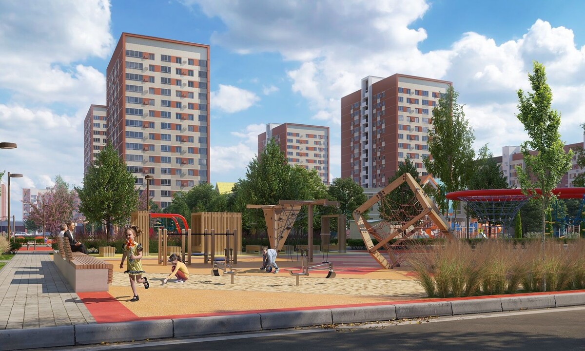 Внутренняя территория жилого комплекса «Родные просторы»