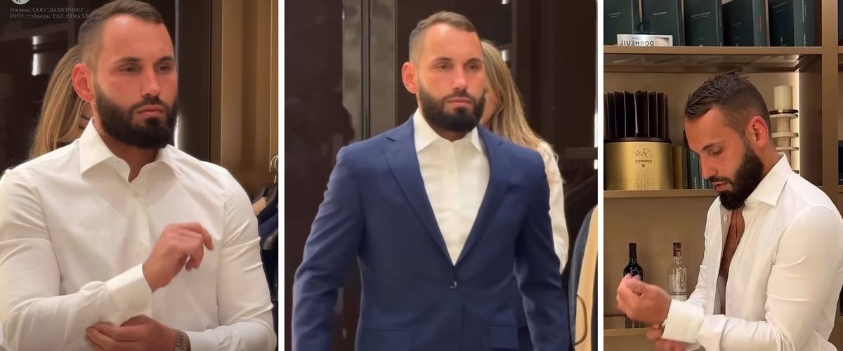 В магазине Николаю пришлось подшивать костюм. Фото: социальные сети.