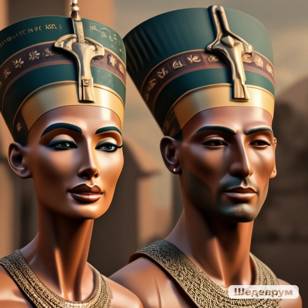 Нефертити и Эхнатон. Картинка создана нейросетью Шедеврум в иллюстративных целях. 