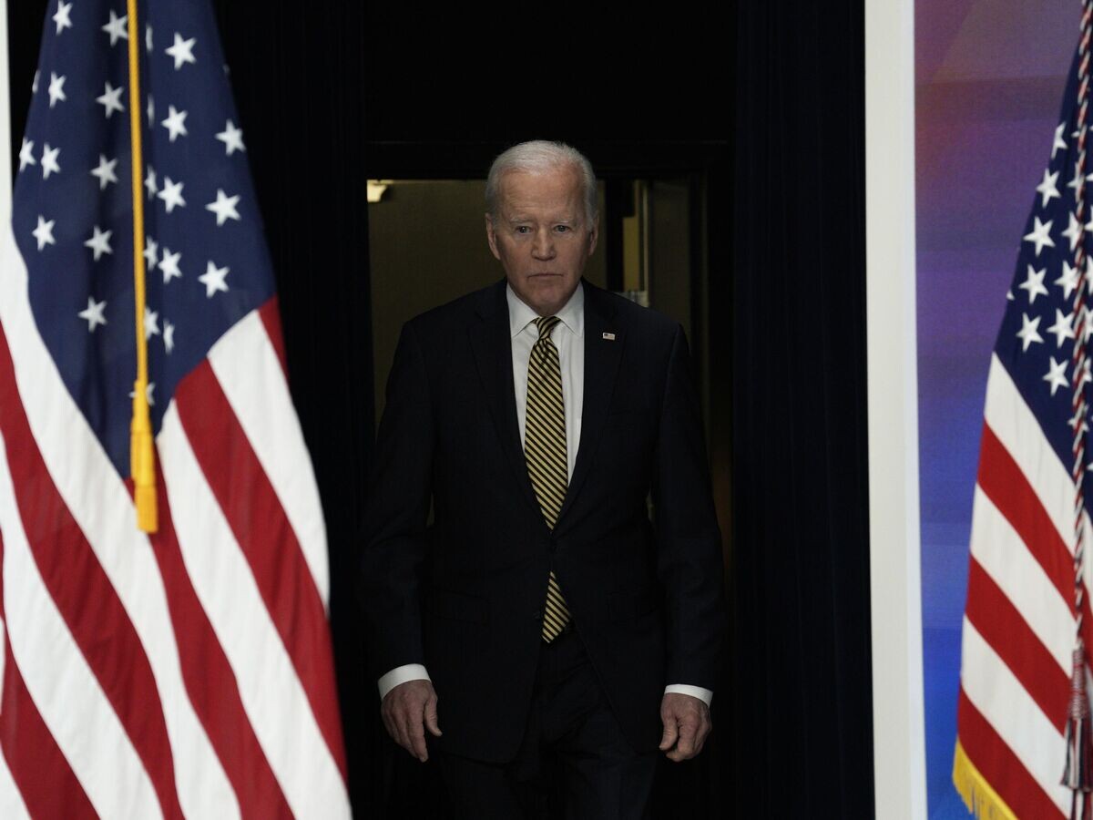    Президент США Джо Байден перед началом пресс-конференции по ситуации на Украине© РИА Новости / Стрингер