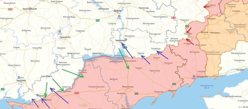    Карта спецоперации на Украине.