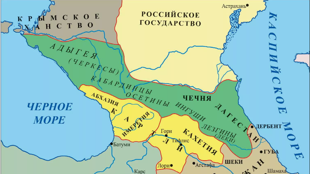 Карта Черкесии и Абхазии на начало 19 века (изображение взято из открытых источников)